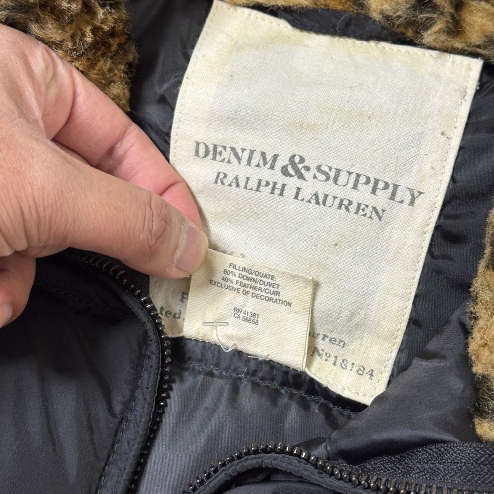 Vintage Denim & Supply Ralph Lauren Down Filled Puffer Jacket RARE Leopard M - Picture 4 of 8